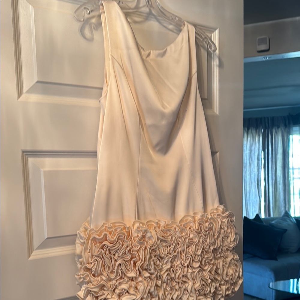 Cream Sleeveless Dress with Ruffle Detail